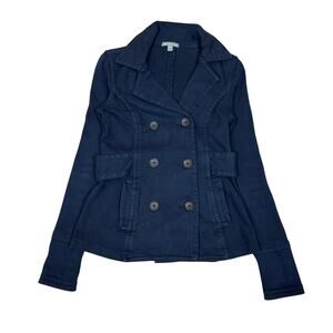 James Perse Double Breasted Blazer Pea Coat Women's 1 Small Quiet Luxury Preppy